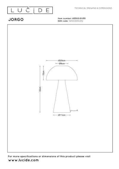 Lucide JORGO - Table lamp - Ø 20 cm - 1xE27 - Terracotta
